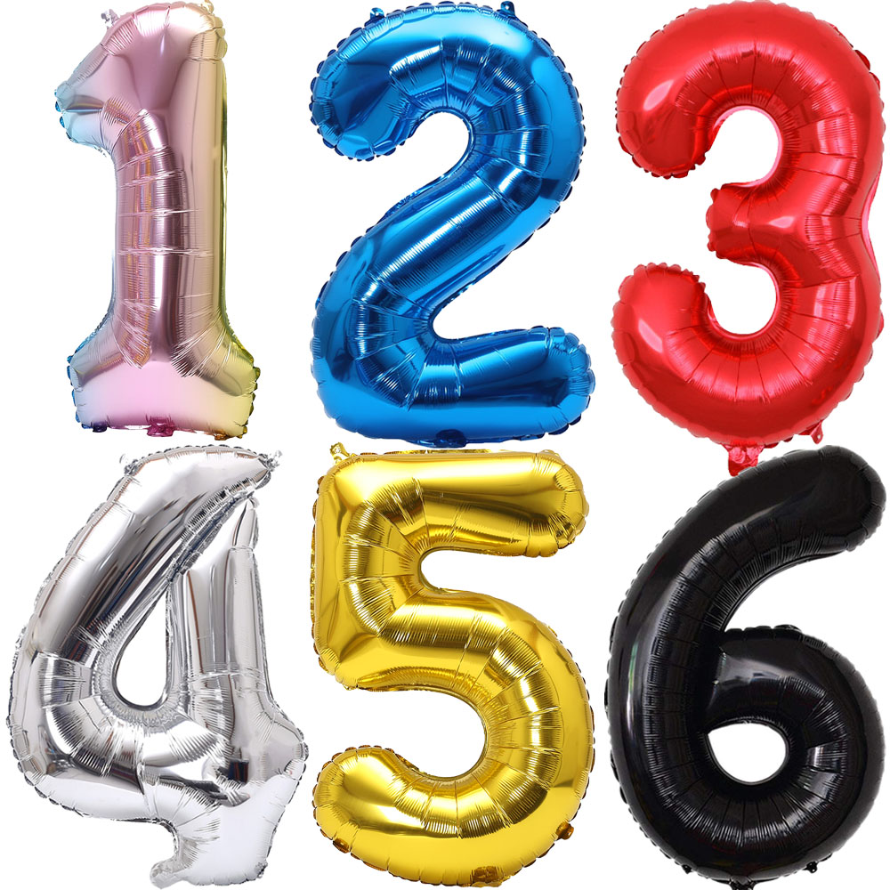 Balloon Pump Hand - Balon Foil Nomor Gradien Pelangi 32