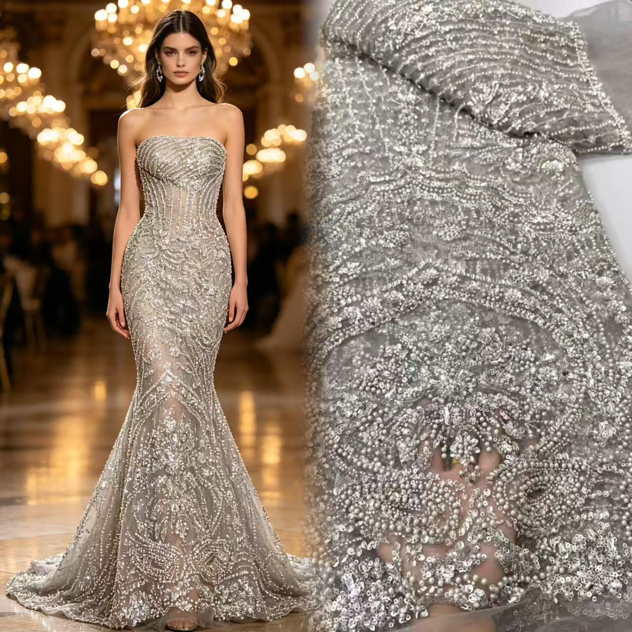 Glitter Tablecloth - Kain Renda Tulle Prancis Mewah dengan