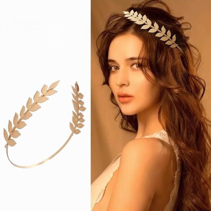 Event Suppliers - 【B】Bando Daun Warna Emas Retro, Mahkota,